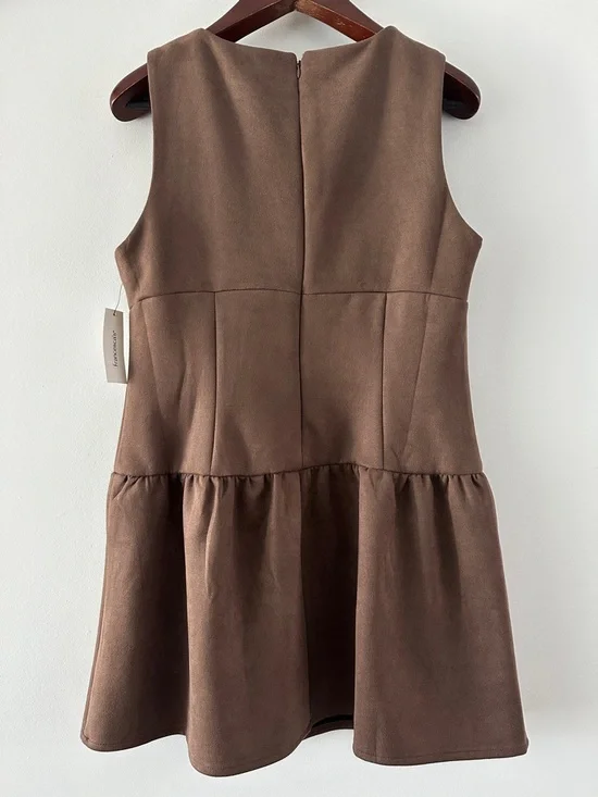 Francesca's Collections Brown Sleeveless Drop-Waist Tie Dress - Picture 6 of 8